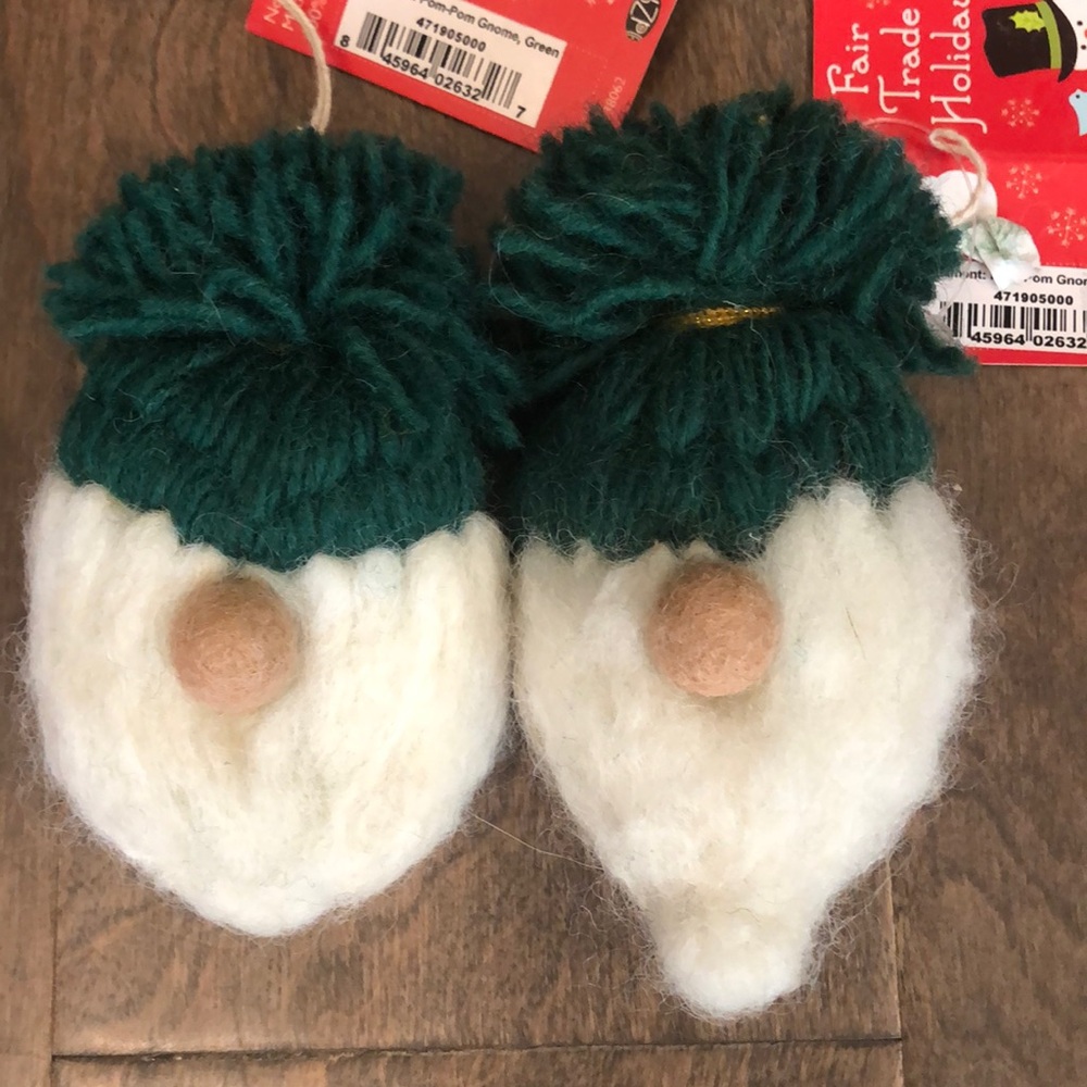 NWT Handmade 100% wool gnome pompom ornaments